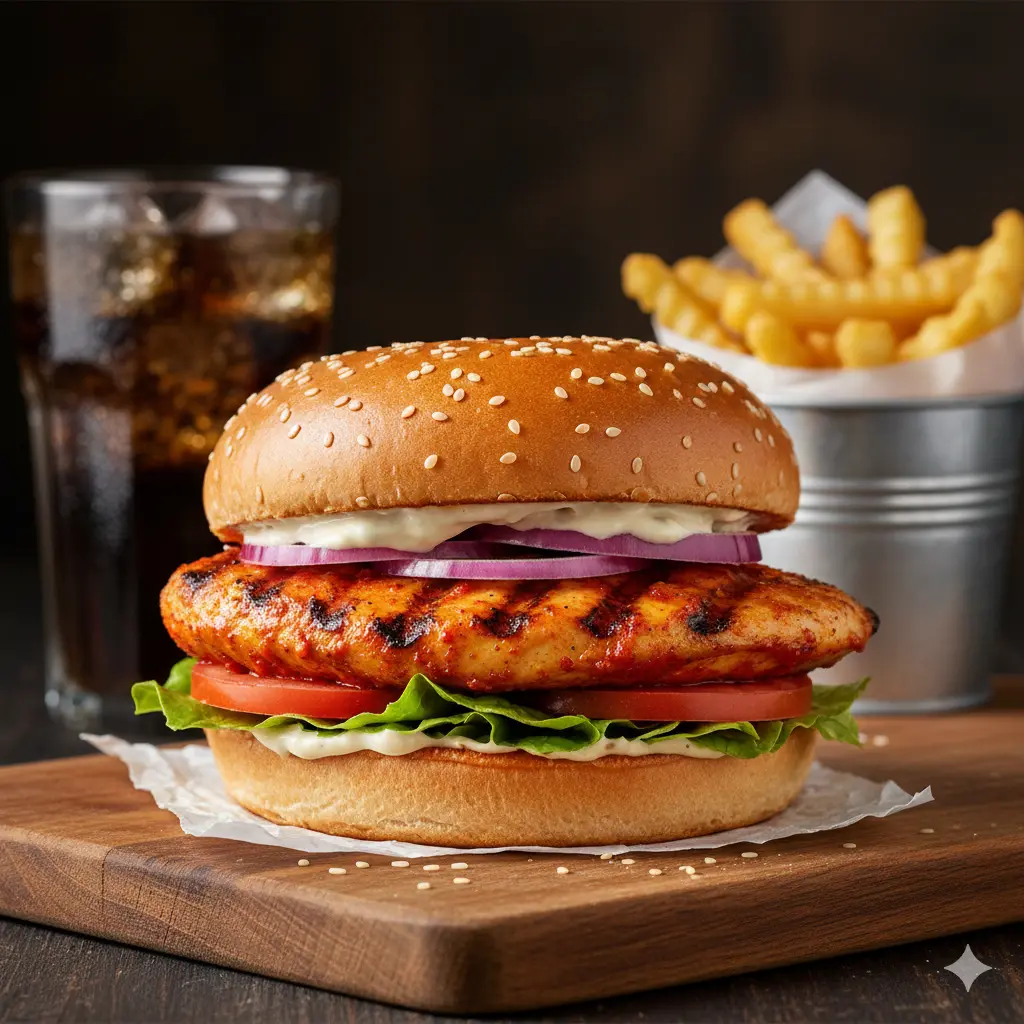 Grilled Peri Peri Chicken Fillet Burger
