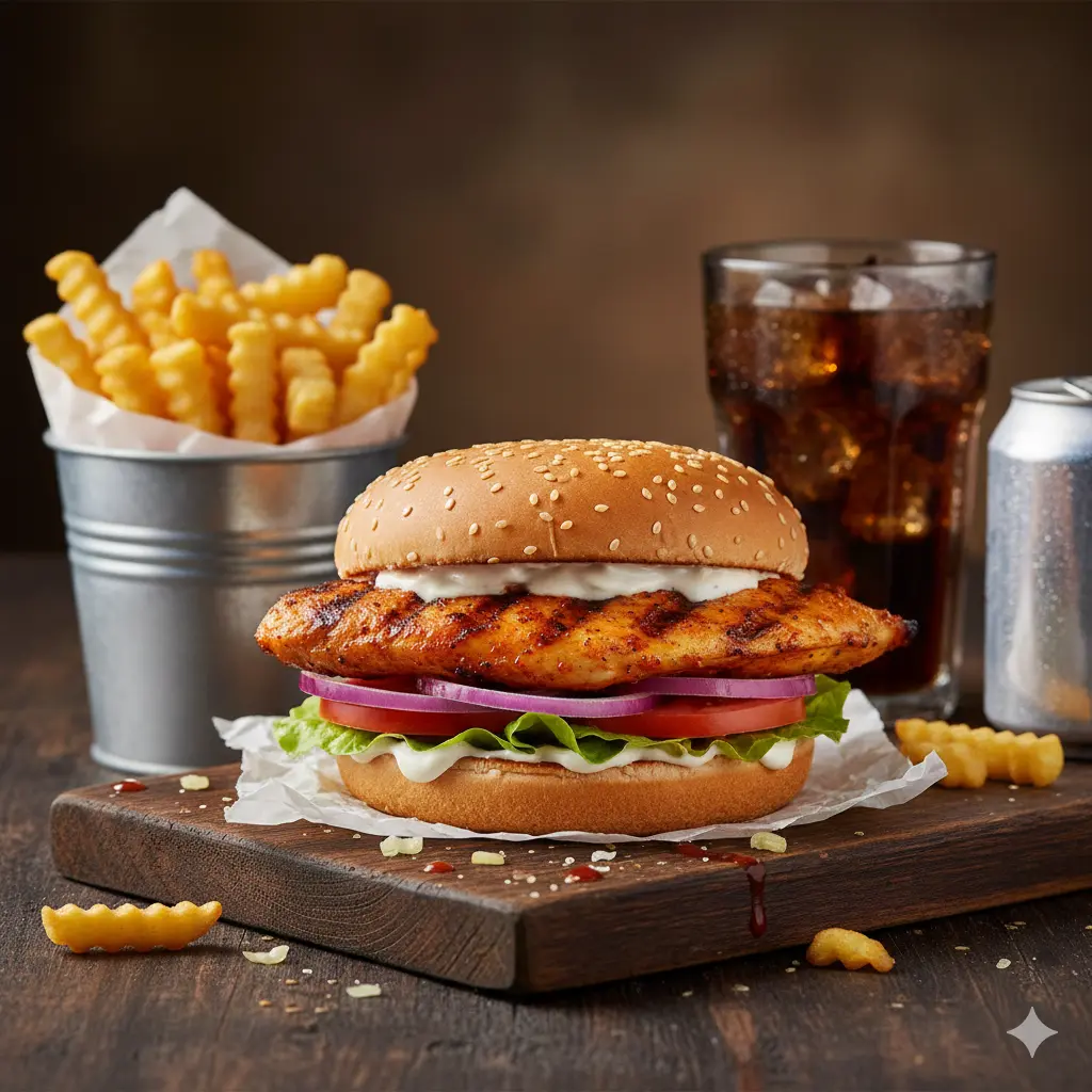 Grilled Peri Peri Chicken Fillet Burger Meal